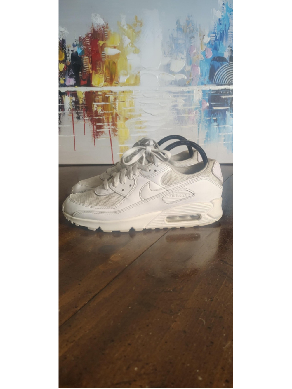Nike Air Max 90 Shoes Mens Size 8 White Leather Low Top Sneakers CN8490-100